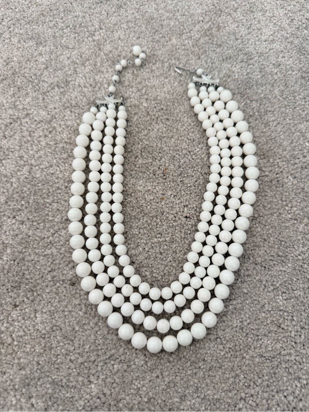 White Multi-Strand Beaded Necklace - Women's Fashion Jewelry